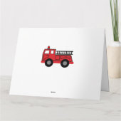 赤い消防車キッドの写真誕生日カード サンキューカード (裏面)