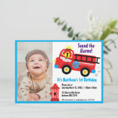 赤い消防車ハッピーファイアーマンカワイートカートゥーンスケッチ 招待状 (スタンド正面)