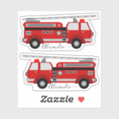 赤い消防車パーソナライズされたの名札 シール (シート)