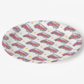 赤い消防車パーティー ペーパープレート (アングル)