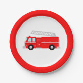 赤い消防車パーティー ペーパープレート (正面)