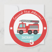 赤い消防車少年誕生パーティー、サークル 招待状 (正面)
