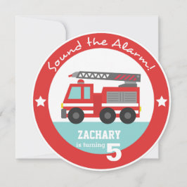 赤い消防車少年誕生パーティー、サークル 招待状