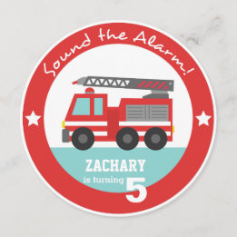 赤い消防車少年誕生パーティー、サークル 招待状