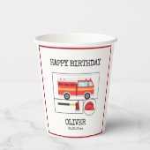 赤い消防車 |テーマ子供の誕生日 紙コップ (裏面)