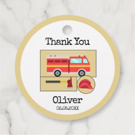 赤い消防車 |ボーイズをテーマにした誕生日 フェイバータグ