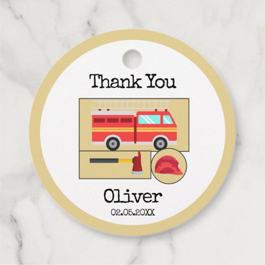 赤い消防車 |ボーイズをテーマにした誕生日 フェイバータグ (裏面)