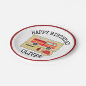 赤い消防車 |ボーイズをテーマにした誕生日 ペーパープレート (アングル)