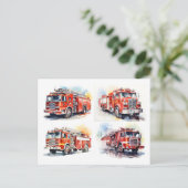 赤い消防車 ポストカード (スタンド正面)