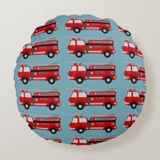 赤い消防車 ラウンドクッション (正面)