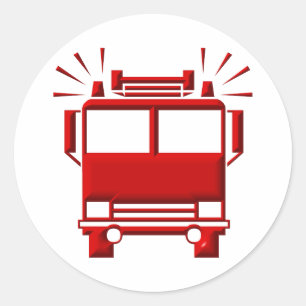 赤い消防車 ラウンドシール