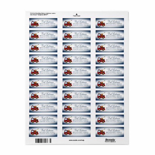 赤い消防車 ラベル (フルシート)