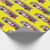 赤い消防車、黄色のラッピング紙 ラッピングペーパー (角)