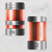 赤い液体とモノグラムを持つ派手なアルミボックス 名刺 (正面/裏面)