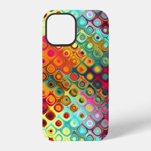 赤い液体の虹のドット抽象パターン ケース・マ iPhoneケース (裏面)