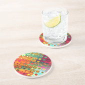 赤い液体虹の点の抽象芸術パターン コースター (側面)