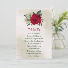 赤い淡い色の黄色の花席表 招待状