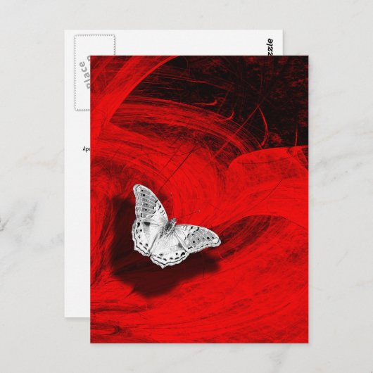 赤い深淵から現れる銀色の蝶 ポストカード (正面/裏面)