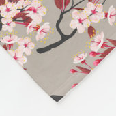 赤い深紅色とさくらんぼの花 フリースブランケット (角)