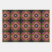 赤い深紅色とカラフル花誕生日 ラッピングペーパーシート (正面3)