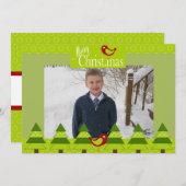 赤い深紅色とクリスマスツリーのフォトカード シーズンカード (正面/裏面)