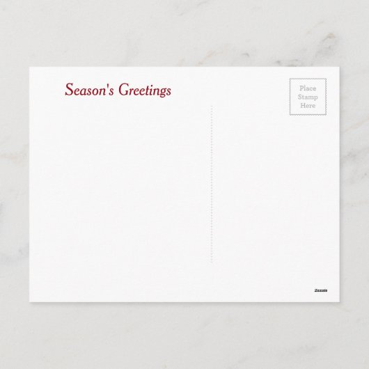 赤い深紅色とクリスマスホリー シーズンポストカード (裏面)