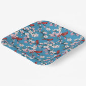 赤い深紅色とピンクのさくらんぼが青 ペーパープレート (傾斜あり)