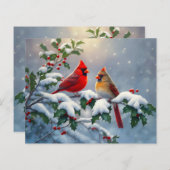 赤い深紅色とホリーが雪の中 (正面/裏面)