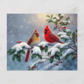 赤い深紅色とホリーが雪の中 (裏面)