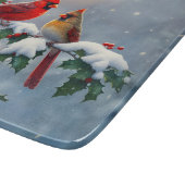 赤い深紅色とホリーが雪の中 カッティングボード (角)