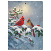 赤い深紅色とホリーが雪の中 クリップボード (裏面)