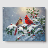 赤い深紅色とホリーが雪の中 ゲストブック (裏面)