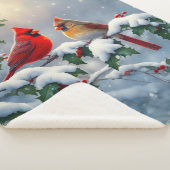 赤い深紅色とホリーが雪の中 シェルパブランケット (3/4)