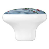 赤い深紅色とホリーが雪の中 セラミックノブ (側面)