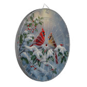 赤い深紅色とホリーが雪の中 ダーツボード (正面左)