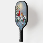 赤い深紅色とホリーが雪の中 ピックルボールラケット (左)