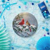 赤い深紅色とホリーが雪の中 ペーパープレート (パーティー)