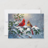 赤い深紅色とホリーが雪の中 招待状 (正面)