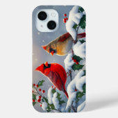 赤い深紅色とホリーが雪の中 Case-Mate iPhoneケース (裏面)