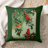 赤い深紅色とホリーリバーシブル クッション (ブランケット)