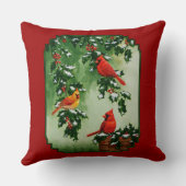 赤い深紅色とホリーリバーシブル クッション (裏面)