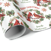 赤い深紅色のリースクリスマス ラッピングペーパー (ロールコーナー)