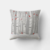 赤い深紅色の樺の木ツリー クッション (裏面)