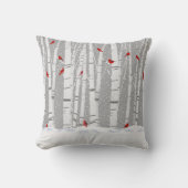 赤い深紅色の樺の木ツリー クッション (正面)