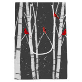 赤い深紅色の樺の木ツリー ミディアムペーパーバッグ (裏面)