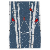 赤い深紅色の樺の木ツリー ミディアムペーパーバッグ (裏面)