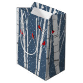 赤い深紅色の樺の木ツリー ミディアムペーパーバッグ (裏面アングル)