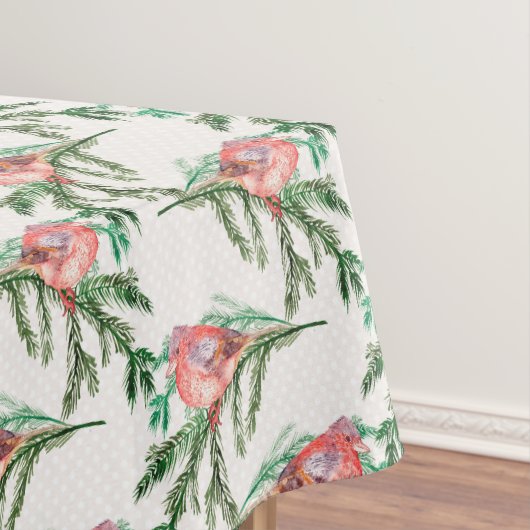 赤い深紅色オングリーン枝クリスマス テーブルクロス (インサイチュ)