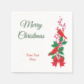 赤い深紅色オンホリークリスマス スタンダードカクテルナプキン (正面)