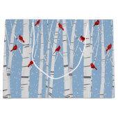 赤い深紅色オン樺の木ツリー ラージペーパーバッグ (正面)